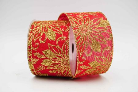 Poinsettia Flower Wired Ribbon_KF7010G-7G_red